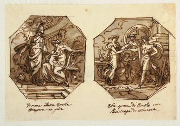 Juno Voedt Hercules, Hebe Trouwt Hercules met Hulp van Minerva, Ontworpen voor Sala di Ercole e Ebe, Palazzo Gaddi, Forli.