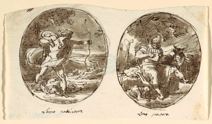Man de Jager, Man de Herder, Ontwerp voor gewelfd plafond, Sala dei Legislatori, Palazzo Conti-Sinibaldi, Faenza
