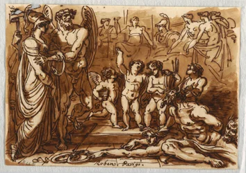 Minerva en een gevleugelde god