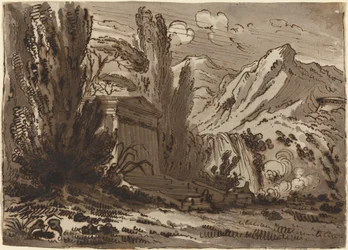 Bergachtig Landschap met Klassieke Tempel