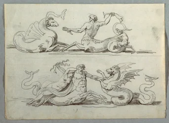 Zeecentaur vecht tegen zeemonster