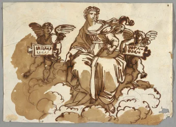 Theologie, naar Raphael Sansio, Stanza della Segnatura, Vaticaan