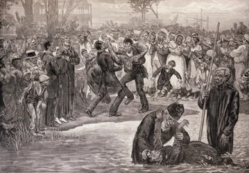 Doop van zwarte mensen in de Verenigde Staten, uit ‘The Illustrated London News’, 21 mei 1887