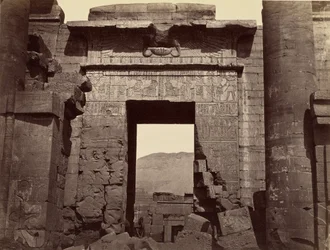 Details van de toegangspoort tot de tempel, Medinet Habu