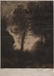 Landschap: Zonsondergang, naar Corot, ca. 1858