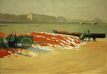 Kade van de Seine met rood zand