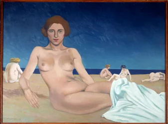 Zonnebaden op het strand. Schilderij door Félix Vallotton (1865-1925) 1923 Rouen, Musée des Beaux Arts