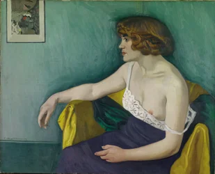 Jonge vrouw zittend in profiel, 1914