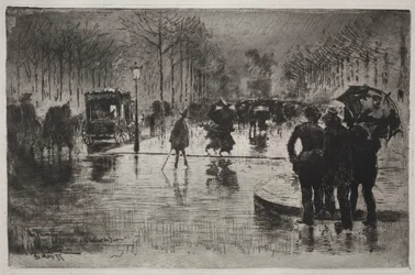 Artiesten terugkerend van de Salon, 1877