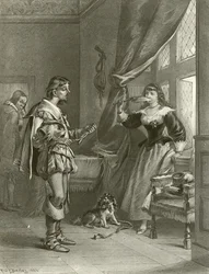De Vrolijke Vrouwtjes van Windsor. Act III, Scene IV (gravure)