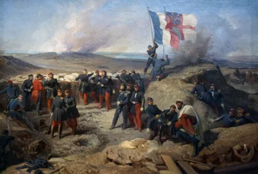 Maarschalk Aimable Pelissier en zijn staf in Sebastopol op 8 september 1855, c.1856-71