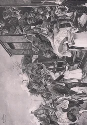 Op naar het front, illustratie uit Hindenburg gepubliceerd door Daterlandischer Derlag C U Weller Berlijn