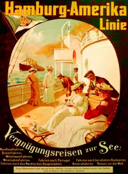 Pleziervaart op zee, poster ter promotie van de Hamburg American Line, 1904