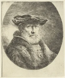 Buste van een oude man met fluwelen baret