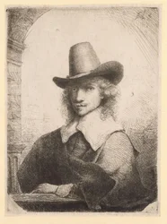 Portret van een man met een hoge hoed
