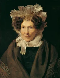 Oude vrouw met witte lintmuts