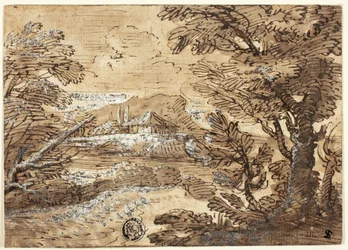Landschap met huis in de verte