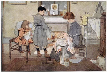 Het bad van de baby, ca. 1930