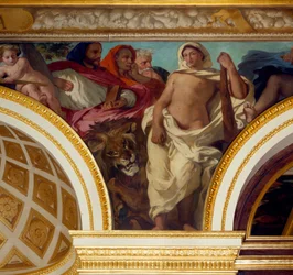 Allegorie van de Gerechtigheid, detail van het fresco van Eugène Delacroix (1798-1863) dat de Salon van de Koning siert. Nationale Vergadering (Palais Bourbon), 1843, Parijs