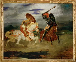 Combat de chevaliers dans la campagne - Een gevecht tussen ridders ...