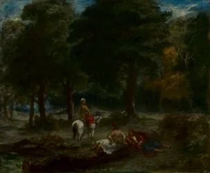 Griekse Cavalerie Mannen Rustend in het Bos