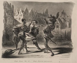 Illustraties voor Faust: Duel van Faust en Valentin, 1828