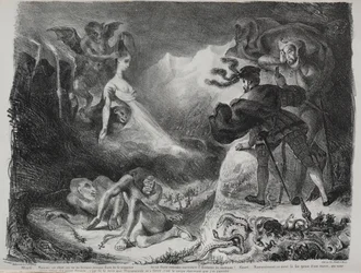 Illustraties bij Faust: Marguerites schaduw verschijnt aan Faust, 1828.