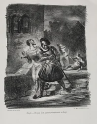 Illustraties voor Faust: Mefistofeles en Faust vluchten na het duel