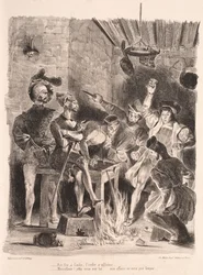 Illustraties voor Faust: Méphistophélès in de taverne van de studenten, 1828