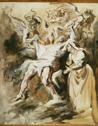 Job gekweld door de demonen (schilderij op doek)