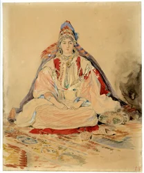 Het Joodse huwelijk van Tanger. Aquareltekening door Eugène Delacroix (1798-1863)