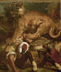 De leeuwenjacht (olieverf op doek)