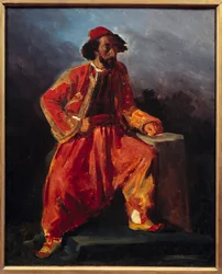 Turkse zitting. Vermoedelijk portret van Paul Barroilhet (1805 - 1871) lyrische artiest