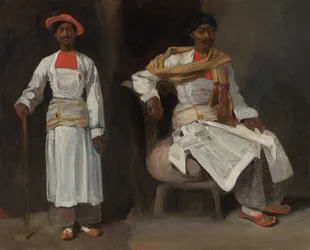 Twee studies van een Indiaan uit Calcutta, zittend en staand, ca. 1823-1824 (olieverf op doek)