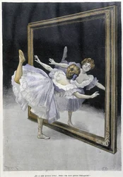 Klassieke dans: danser doet oefeningen voor een spiegel - n.d., Duitse doc.