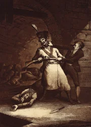 Jose de la Hera komt in opstand tegen een van de soldaten van het Napoleontische leger, ca. 1812-13 (ets)