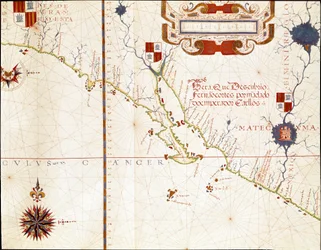 Uitzicht op de westkust van Mexico en Zuid-Californië - Kaart