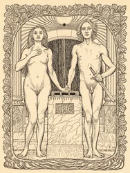 Bij het trouwaltaar, plaat 6, uit de portfolio „Lebenszeichen“, gepubliceerd in Berlijn in 1908 door Fritz Heyder Verlag