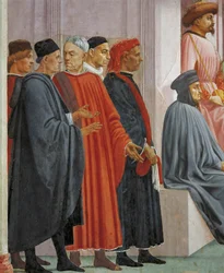 Mannen in middeleeuwse kleding, detail