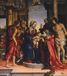Mystiek huwelijk van de heilige Catharina van Alexandrië, door Filippino Lippi (ca. 1457-1504), Basiliek van San Domenico, Bologna