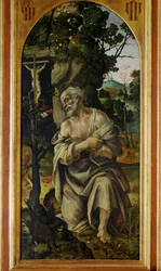 De boetvaardige Hiëronymus (schilderij op hout)