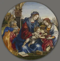 De Heilige Familie met Sint Johannes de Doper en Sint Margaretha, ca.1495