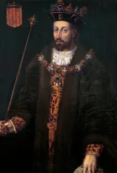 Portret van Alfons III van Catalonië, IV van Aragon, genaamd de welwillende (1299 - 1336), koning van Aragon en Sardinië