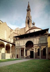 Zicht op de kapel van de Pazzi door Filippo Brunelleschi (1377-1446)
