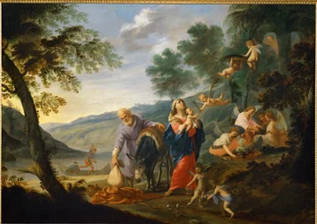Rust tijdens de vlucht naar Egypte (schilderij op canvas)