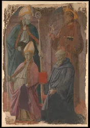 Heiligen Augustinus en Franciscus, een bisschop-heilige en Sint-Benedictus