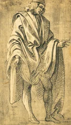 Studie van mannelijk menselijk figuur, potloodtekening door Filippo Lippi (ca. 1457-1504)