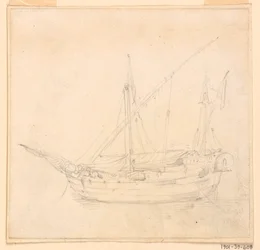 Tekening, Een zeilschip, ca. 1780
