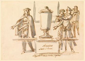 Tekening, Allegorie op Amerika, Decoratie voor de Salon van kardinaal Falconieri in Frascati, 18e-19e eeuw