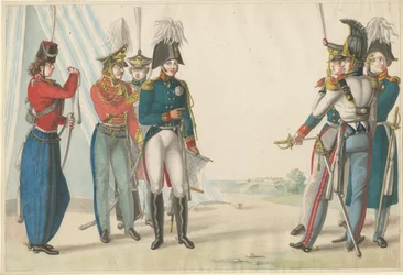 Tsaar Alexander I en Russische officieren, 1815